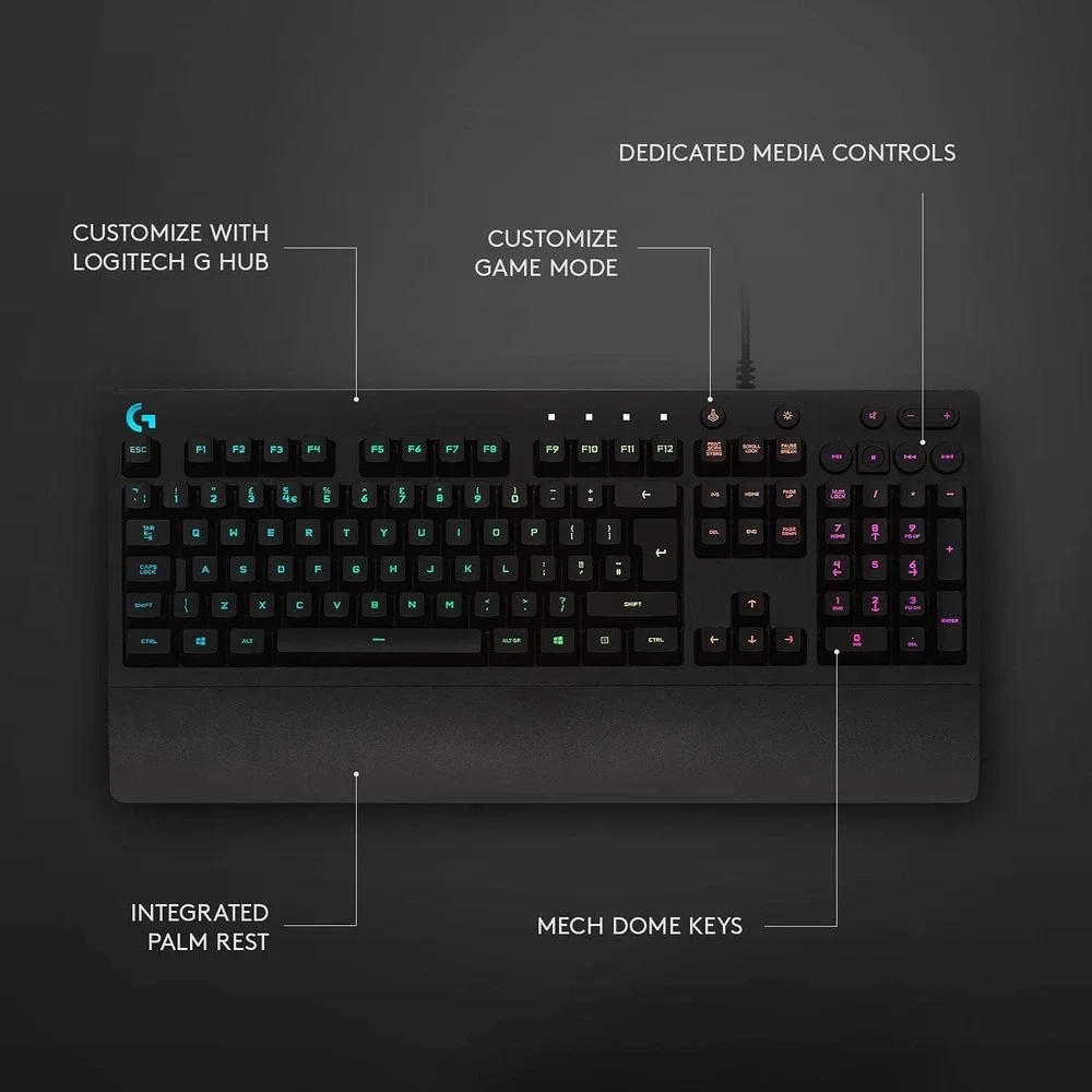 Logitech G213 Prodigy RGB Gaming Keyboard LIGHTSYNC‎ Wired Spill-Resistant